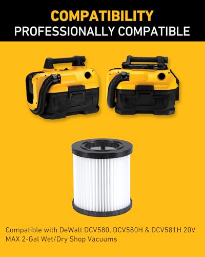 Image of 3 Pack Replacement Cartridge Filter for DeWalt DCV580 /DCV581H Models | Precision OEM Fit, Professional Filtration, Built for Tough Jobs, Reusable Design, Trusted Performance