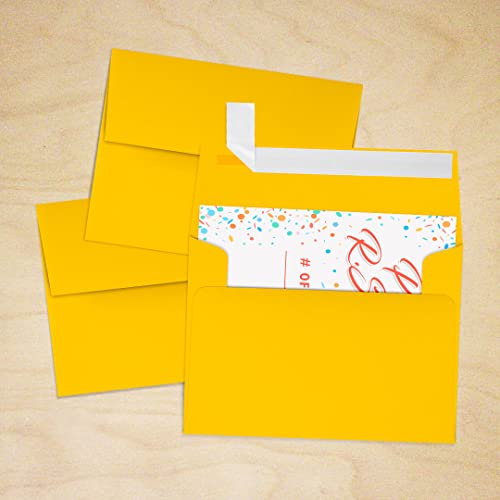 Luxpaper A2 Invitation Envelopes | Peel & Press | 4 3/8" X 5 3/4" | Sunflower Yellow | 80Lb. Text | 50 Qty #TOP6