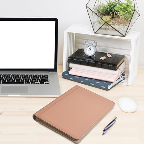 TESRAB Pasta de fichário com 3 anéis com zíper, pasta de couro sintético, organizador de portfólio d