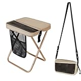 Jiahuade Tragbarer Klapphocker,Camping Hocker 31cm,Campinghocker Faltbar,Gartenhocker,Leicht Sitz Falthocker,Klappstuhl,Mini-Klapphocker,mit Aufbewahrungsbeutel,für Reisen Wandern Garten (Beige)
