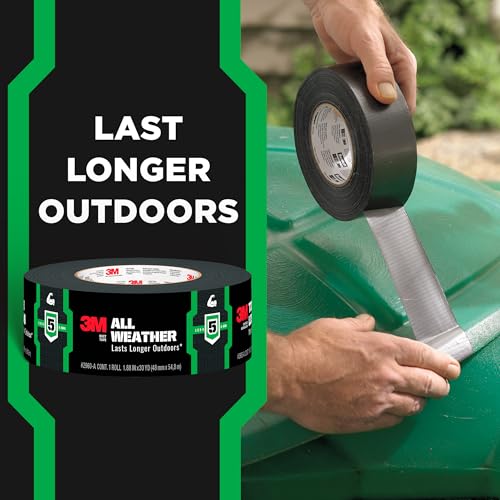 Image of 3M All Weather Black Duct Tape, 1.88 in x 30 yd, UV /Water Resistant, Stands up to Heat, Sunlight, Rain, Sleet & Snow, Great for Patching, Reparing Outdoor Items and Reinforcing Tools (2530-BK-3PK)