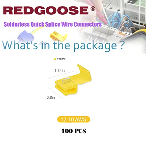 REDGOOSE 100Pcs Conectores de Fio de Emenda Rápida Sem Solda, 12-10 Awg Lock Snap Conector de Fio El