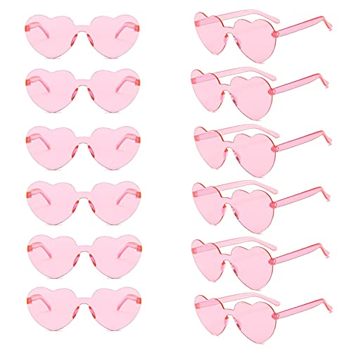 Image of 12 Pairs Heart Glasses Colorful Rimless Heart Shaped Sunglasses Love Glasses for Bachelorette Bride Party Favor