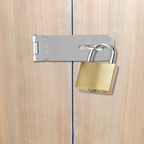 Image of 10 PCS 5 Inch Door Hasp Latch, Stainless Steel Padlock Hasp, Heavy Duty Security Hasp with 90 Pcs Screws, Door Locks Hasp Latch for Doors and Cabinets