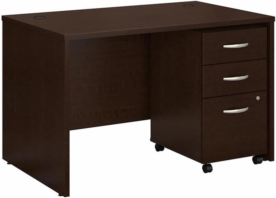 Bush Business Furniture Series A 36W Desk with Mobile File Cabinet in Hansen Cherry and Galaxy