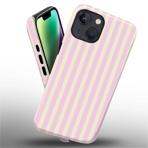 Coque iPhone 14 Plus jaune en silicone et PC rigide à motif rayures - 3