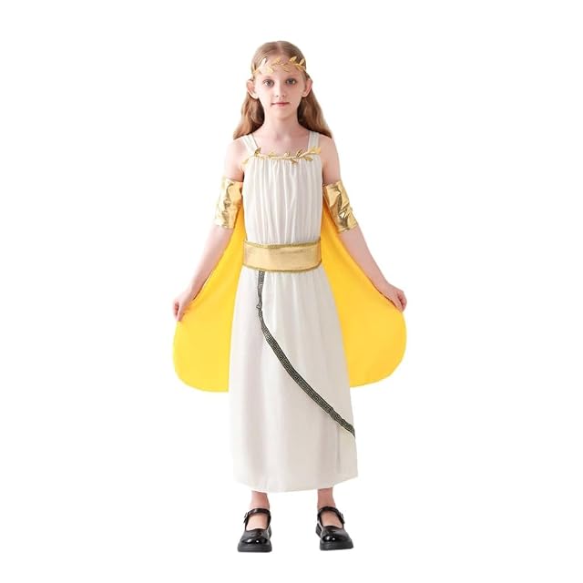Lito Angels Vestido de Diosa Griega, Disfraz Romana para Niñas con Accesorios, Ropa de Obra Escolar Carnaval…
