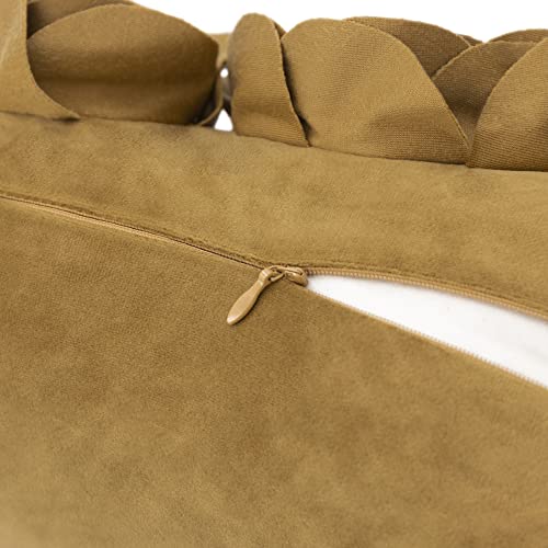 Jwh 3D Flower Throw Pillow Covers Aesthetic Decorative Velvet Accent Pillow Cases Rectangle Cushion Handmade Pillowcase Bedroom Couch Bed Chair 12X20 Inch Golden Brown #TOP5