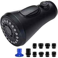 VFAUOSIT Kitchen Faucet Replacement with 9 Adapters, 3-Mode (Aquablade) Pull Down Kitchen Sink Sprayer for Moen, Delta, Kohler Faucets, Black Sprayer Head