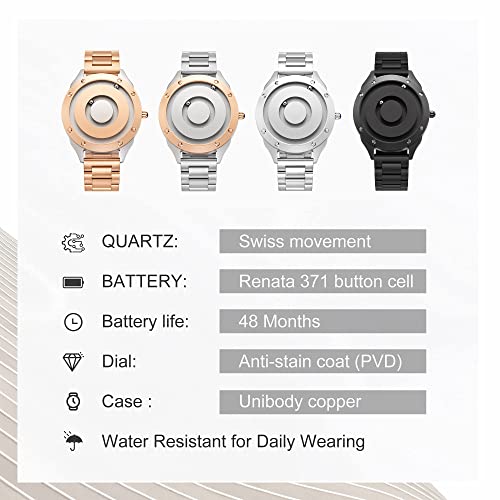 Eutour Ladies Watch Wristwatch, Magnetic Watches Fancy Minimalist Unisex Watches Swiss Quartz Watch With Stainless Steel Bracelet 36Mm Silver #TOP4