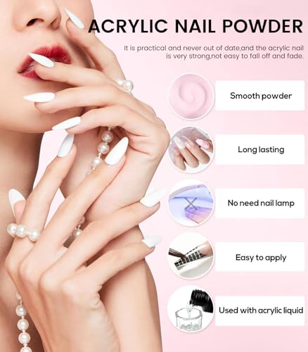 Kit d'ongles en acrylique complet avec ponceuse et poudre 4 couleurs - 4