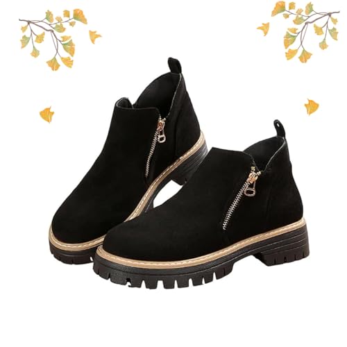 Bottines Chelsea femme en daim noir idéales pour les marches en ville de l'automne à l'hiver