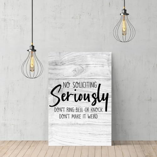 Impression sur toile No Soliciting cadre bois deco maison 20cm