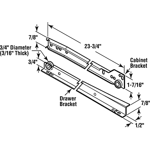 Prime-Line MP7214 Drawer Slide Kit, 23-3/4 in., Steel Tracks, White Powder Coat (1 Set) by PRIME-LINE - Used condition - Image 2