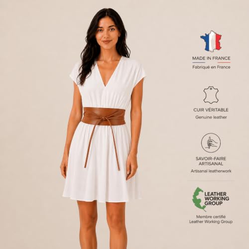 Image of FASHIONGEN - Woman Italian leather Obi belt, CASSIANE