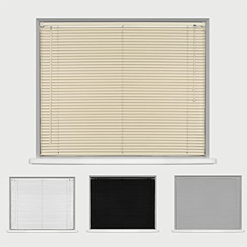 PVC Venetian Blinds Strong Trimmable - Easy Fit Home Office - 120cm x 150cm - Cream