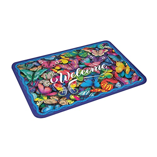 Tapis de bienvenue anti-dérapant pour entrée propre et sèche style J papillon - 3