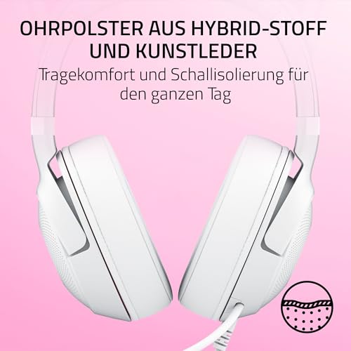Razer Kraken Kitty V2 - Kabelgebundenes RGB-Headset mit Kitty Ohren für Gaming und Streaming (325 g, Triforce 40 mm Treiber, HyperClear Cardioid Mic, Surround Sound) Weiß