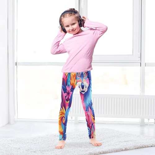 Toddler Girls Leggings Printed Yoga Pants Leggings Wolfs Face Bright Colors for Kids4