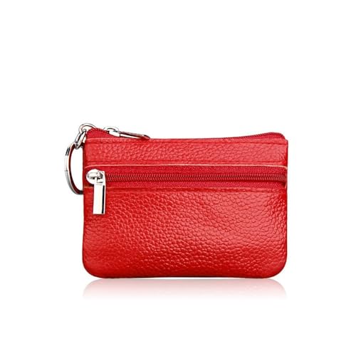 Delle donne Della Moneta Del Genuino Portafogli Femminili Regali Personalizzati Ragazze Cerniera Portamonete 2PCS cuoio rosso