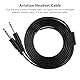 Aviation Headset Kabel GA Dual Plug für David Clark AVCOMM Pilot, Aviation Pilot Headset Ersatzkabel 3/16 Zoll Mikrofonstecker PJ 068 und 1/4 Zoll Lautsprecherstecker PJ 055