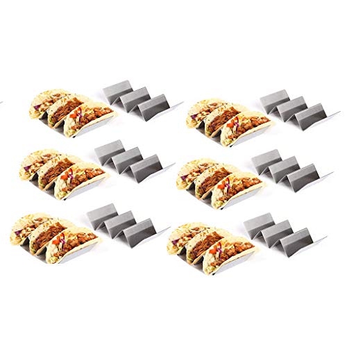 Stainless Steel Taco Holders - Spanish Taco Shell Rack with 3 Taco Stand Up Holders Thick Durable Taco Tray Rack Serving Dishes for Home Tacos Tuesday Mexican Celebration | 12 Pack - By Urban Sombrero