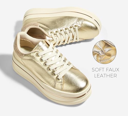 LUCKY STEP Women's Chunky Fashion Sneakers High Platform Rhinestone Butterfly Casual Faux Leather Durable Walking Tennis Shoes2