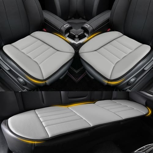 Image of kingphenix 3-Piece Car Seat Cushion Set, 1.2inch Memory Foam Comfort, 2 Front Automotive Seat Cushions + Rear Bench Cushion, Non-Slip Bottom, Fits Sedan SUV Truck Van, Car & Office Chair, Gray