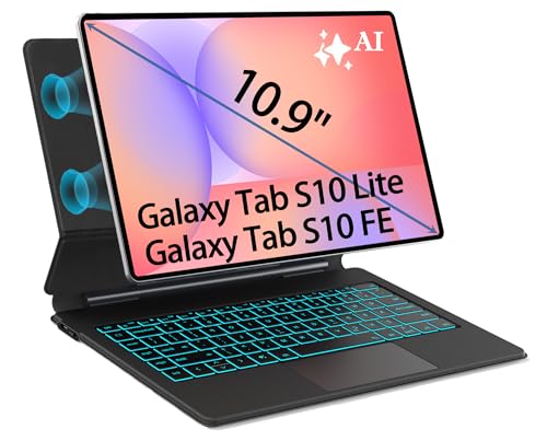 OAWEEN Magic-Style Keyboard Case for Samsung Galaxy Tab S10 Ltie S10 FE 10.9'' Cantilever Magnetic Levitating Stand, 3-Level 7-Color Backlit, PC-Like Experience, Book Cover with Trackpad