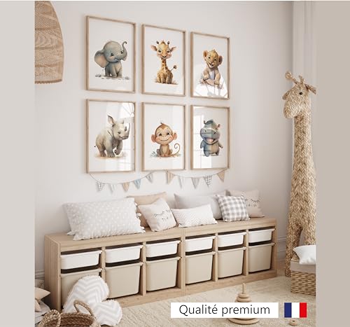 Lavema Affiche décorative chambre d'enfant - animaux de safari en afrique - Poster Images Murales A4 Sans cadre photo - Décoration chambre de bébé – vue 2