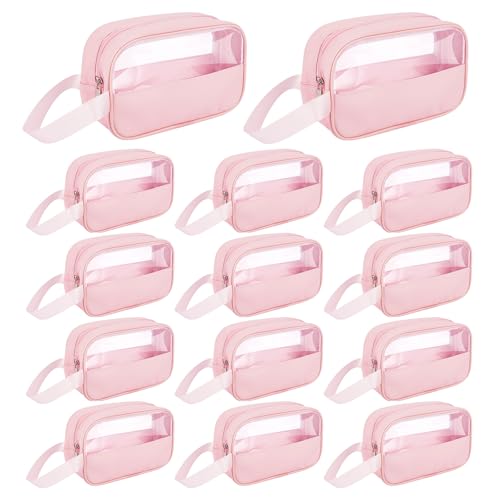 INTERWARM 15Pcs Clear Makeup Bag, Portable Travel Toiletry Cosmetic Bag