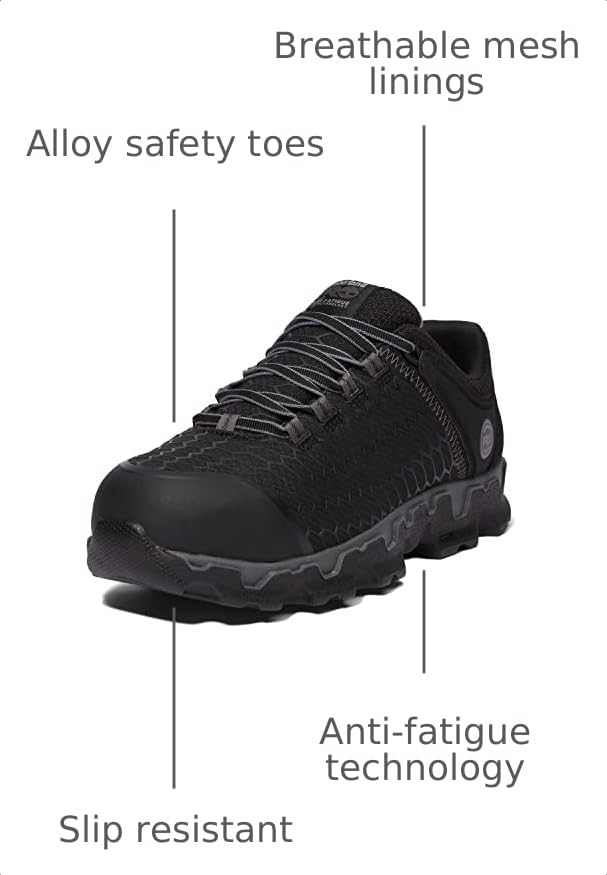 Image of Timberland PRO Men's Powertrain Sport Alloy Safety Toe Industrial Athletic Work Shoe, Black /Grey, 7