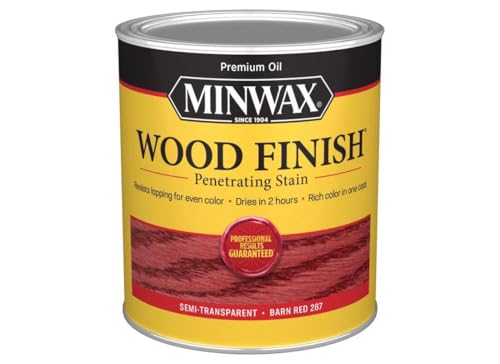 Minwax 701094444 Penetrating Wood Stain Wood Finish Semi-Transparent Barn Red Oil-Based 1 qt Barn Red