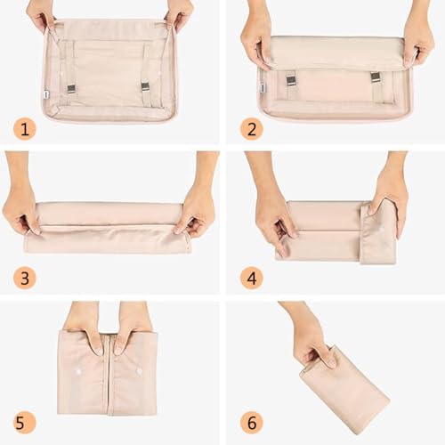 Packing Cubes Travel Organizer Cubes, 7 Set Packing Bags for Travel, Luggage Organiser Clothing Sorting Bags for Suitcases,Travel Pouches Accessories Organizers (Beige) 6