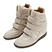 Dsevht Hidden Wedge Sneakers for Women High Top Fashion Sneaker Suede High Heel Platform Tennis Triple Strappy Band Casual Vintage Dressy Comfy Campus Trendy Retro Sneaker Beige