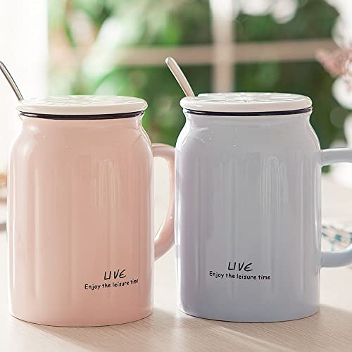 Kaffeetasse Kreativer Becher mit Deckel Löffel Kleine frische Tasse Persönlichkeit Paar Tasse Bubble Tee Cup Kaffeetasse Teetasse (Color : Milkcoffe)