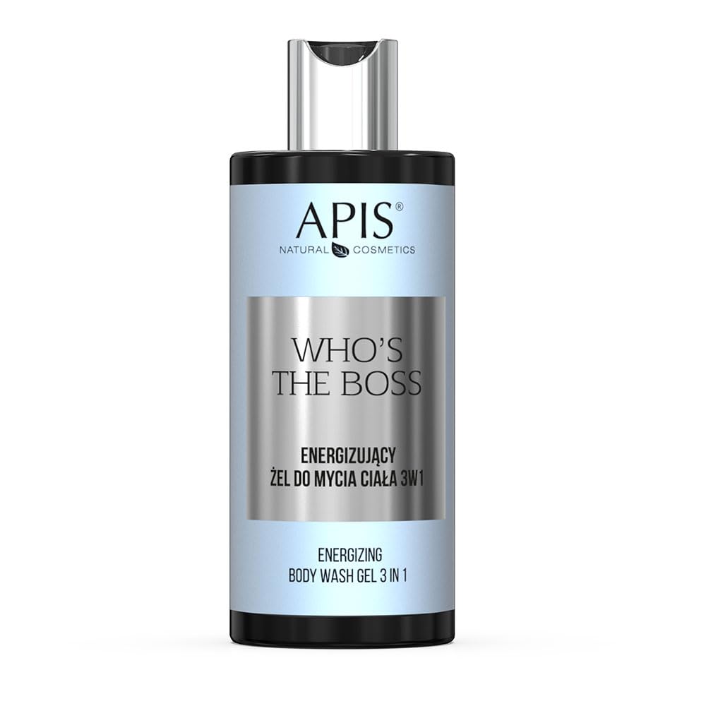 APIS Natural Cosmetics Who's the Boss Energizing Body Wash Gel 3 in 1, 300ml, with Hyaluronic Acid, D-Panthenol, Aloe Vera, Ginseng Extract