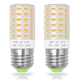 ASAIHKUN E27 12V LED Warmweiss 6W Ersetzt 60 Watt 12 Volt Led Lampen für Wohnmobil RV Camper Marine Niederspannungslampen Nicht Dimmbar, 2er-Set