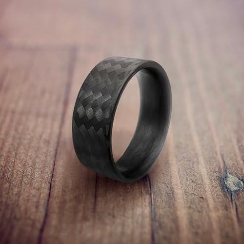 Full Carbon Fiber Twill Matte Ring for Men and Women, Handmade Ring Band, Black Band, Durable, Scratch Resistant, Waterproof, Sizes 4-16, Custom Band Widths3
