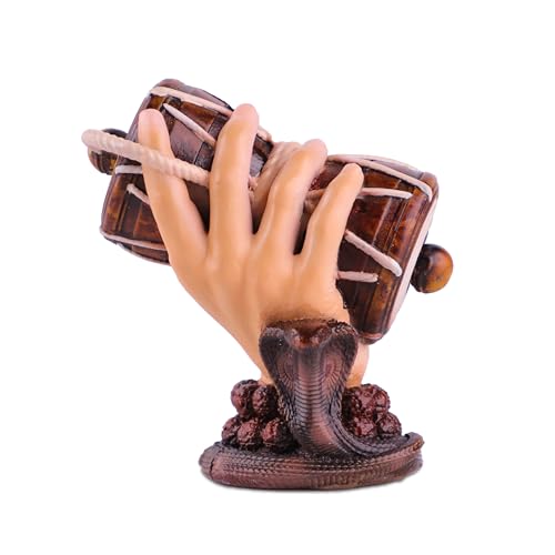 Image of Artarium Shiva Damru Idol Shiv Hand Murti Shivji Hand with Damru Statue Religious Shiva with Shehnaag Showpiece Ideal for Car Dashboard Pooja Room Home Decor (Shiv Damru Light Brown 3 Inch)
