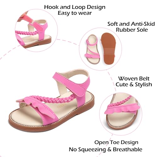 Image of PHIRAMIN Toddler Girl Sandals - Flower Girl Dress Shoes Open Toe Little Kid Flats