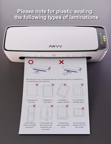 laminator, 6in 1 laminator Machine, 9 Inch A4 Laminating Machine, Desktop Thermal Laminator Never Jam 15 Laminating Pouches, Paper Trimmer and Corner Rounder, 1Min Fast Warm-Up Home Office School Use