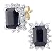 Produktbild Naava Damen-Ohrstecker 375 Gelbgold Saphir und Diamant 9 karat schwarz Rechteckschliff