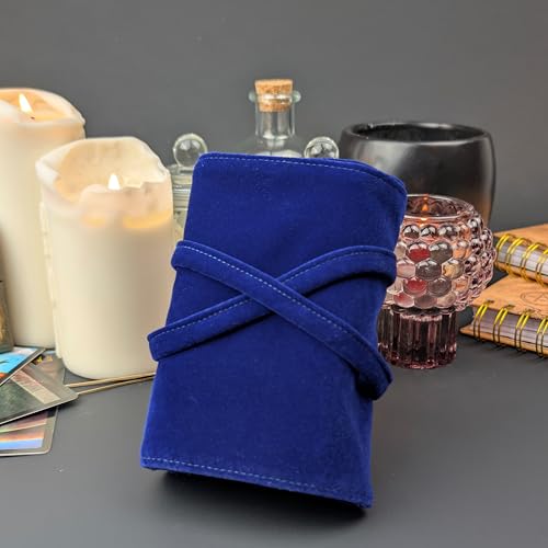 Witchy Cauldron Tarot Wrap and Pouch - Satin Tarot Storage and Spread Pattern Holder(Royal blue)2