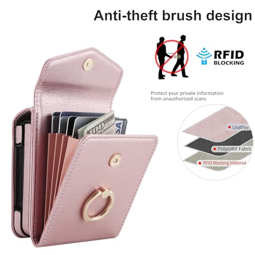 Étui portefeuille RFID pour Samsung Galaxy Z Flip 7 avec anneau antichoc - 4