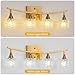 21 Inch Brass Bathroom Light Fixtures, Small Gold 4-Light Modern Vanity Light Over Mirrors, Wall Mount Sconces with Cube Ribbed Glass Shades, G9 Sockets, Gold Color, LED Bulbs Tools Included(Pack 1)