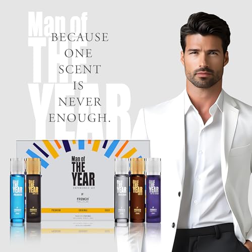 Image of French Factor Man Of The Year Luxury Perfume Gift Set for Man Long Lasting Perfume collection Of 5 Eau de Parfum, Gold | Premium | Original | Royal Oud | For The Strong (Pack of 5, 30ml each)