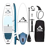 Roc Inflatable Stand Up Paddle Boards with Premium SUP Paddle Board Accessories, Extra Wide Stable Design, 2 Year Warranty, Non-Slip Comfort Deck for Youth & Adults (Glacier)