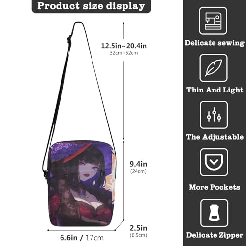Lady Anime Red Mystery small messenger bag for women mens crossbody bag small Casual Everyday Purse Adjustable Strap for Casual Outdoor Daily3