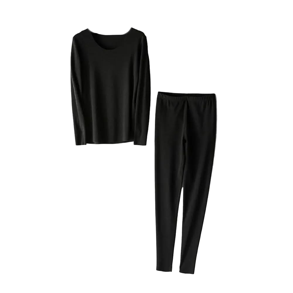 OFFSUM Ropa Interior Térmica Mujer - Pantalones Largos De Terciopelo Grueso para Mujer, Traje De 2 Uds., Ropa Interior Cálida De Talla Grande, M-5Xl, Tops + Pantalones, Lencería, Ropa para El Ho